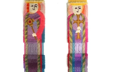Handmade Macrame King and Queen Wall Hangings, Mid-20th Century