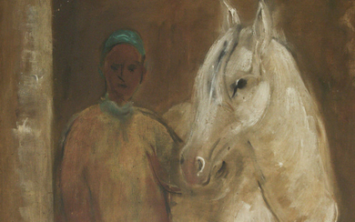 Hassan El Glaoui (Moroccan, 1924-2018) - Horse and Man, Oil on Canvas.
