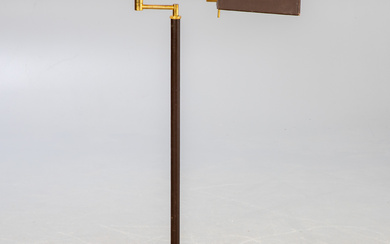 Height-adjustable floor lamp, brass, leather. 2nd 2nd half of the 20th century.