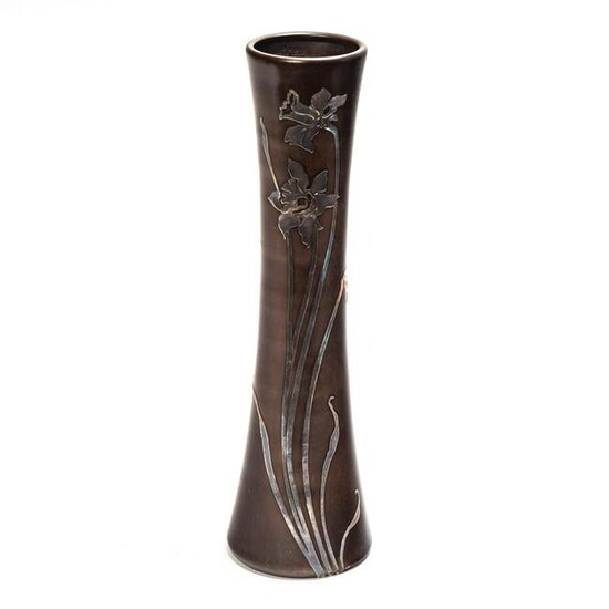 Heintz Arts & Crafts Bronze Sterling Silver Vase