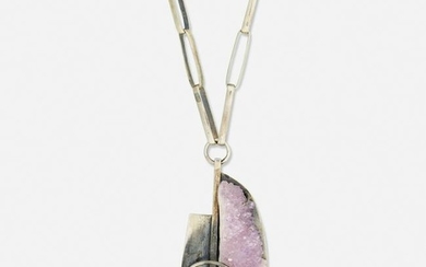 Henry Steig, Amethyst crystal and silver necklace