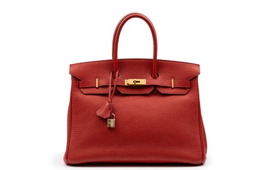 Hermès - Borse Birkin 35 cm Bag, 2004 Rouge taurillon clémence Birkin 35 cm bag, gold tone hardware (slight defects)