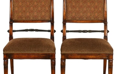 Hollywood Regency Style Carved Upholstered Chairs
