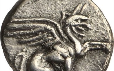IONIA. Teos. AR Diobol (0.82 gms), ca. 320-294 B.C. CHOICE VERY FINE.