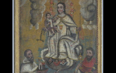 Ignoto "Madonna con Bambino e Santi" olio su tela (cm 70x52,5)