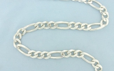 Italian 22 Inch Men's Heavy Figaro Link Chain Necklace in Sterling Silver