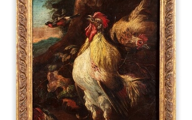 Italian School, late 17th C-early 18th C, A rooster | Ecole italienne de la fin du XVIIe-début du XVIIIe siècle, Coq