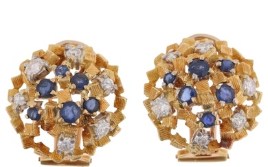 JOHN DONALD - a pair of 1970s 18ct gold sapphire and diamond...