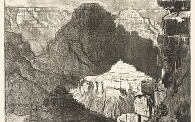 JOSEPH PENNELL The City Under the Black Mountain (Grand Canyon, Arizona). Lithograph, 1912...