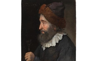 Jacob van Toorenvliet, 1635/41 Leiden – 1719 Oegstgeest, BÄRTIGER MANN MIT SchtREIMELMÜTZE UND WEINGLAS