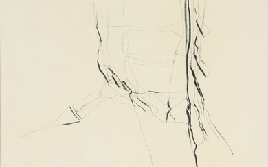 Jan Groth: Untitled. Signed Groth 1970. Black crayon on paper. Visible size 42×58 cm.