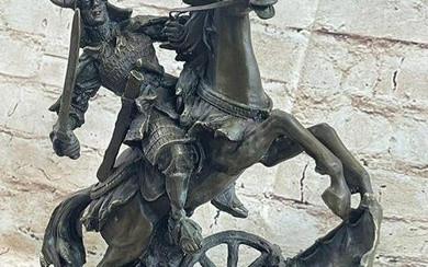 Japanese Samurai Warrior Riding Tang Horse Bronze Sculpture