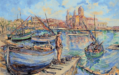 Jean Pougny, aussi Ivan Albertowitsch Puni, 1892 Repino - 1956 Paris, aquarelle, 'couche soleil St....