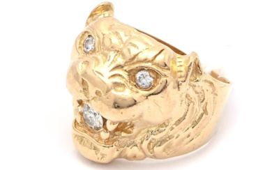 Jewellery Ring Ring 18K 12,5g Ø16¼, lion with diamonds 1xca0,19...