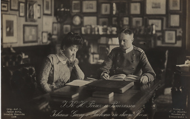 John George of Saxony and his wife Mary Immaculate of Bourbon-Two Sicilies in their house, 1909.