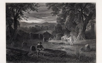 John MACWHIRTER 1800s SIGNED Engraving The Graveyard FRAMED