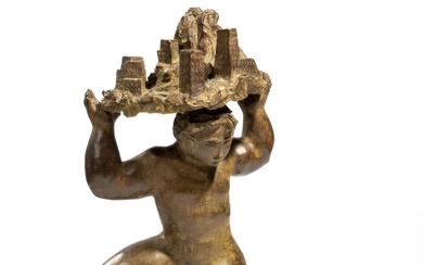 José Seguiri (Spanish, born 1954) Groupe en bronze représentant un Atlante, 'Homme portant une ville'...