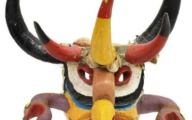 LARGE MEXICAN FOLK ART PAINTED DANCE MASK