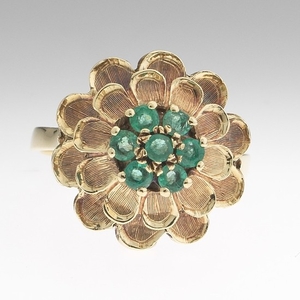 Ladies' Vintage Gold and Emerald Flower Ring