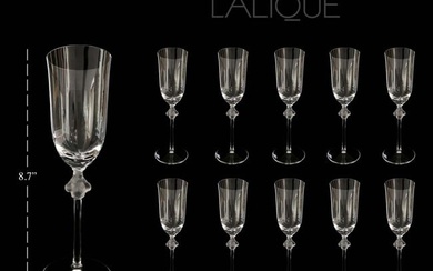 Lalique Roxane Crystal Champagne Flute, Set of 10