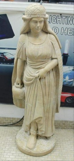 Large Italian Carved Marble Figure Of Maiden H: 47"