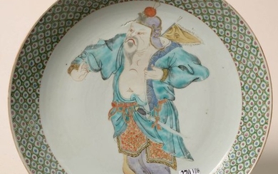Large compotier in polychrome porcelain of China decorated...
