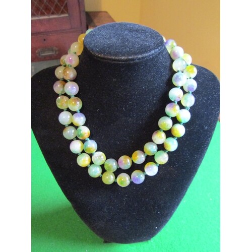 Lavender and Spinach Green Jade Bead Necklace Recently Restr...