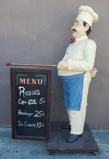 Life-size Chef With Menu Board Statue