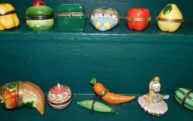 Lot Porcelain & Enameled Hinged Trinket Boxes