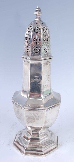 An Edwardian silver pedestal lighthouse sugar caster
