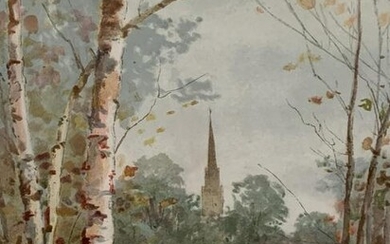 Louis K. Harlow, Watercolour, Birches