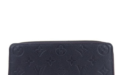 Louis Vuitton Long Wallet Round Portefeuille Clemence M69415 Monogram Empreinte Marine Rouge