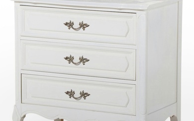 Louis XV Style White-Painted Three-Drawer Bedside Commode, Mid/Late 20th Century
