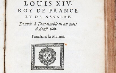 [MARINE] - Ordonnance de Louis XIV. Roy de France et de Navarre. Donnée à Fontainebleau...