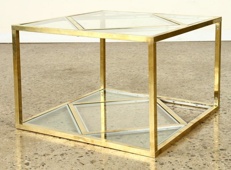 MID CENTURY MODERN BRASS AND CHROME COFFEE TABLE