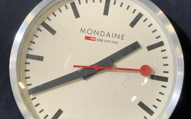 MONDAINE Signed Chrome Style Metal Wall Clock