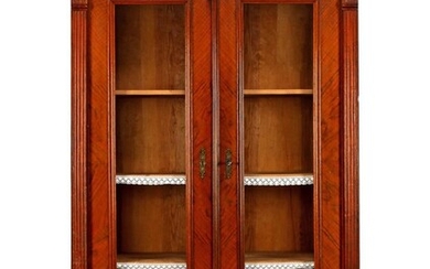 (-), Mahoniefineer 2-deurs boekenkast met glas in deuren...