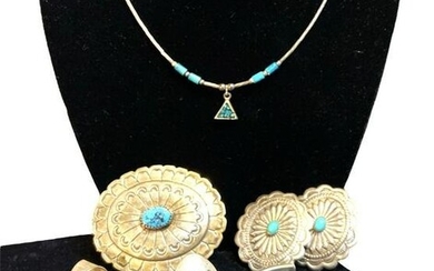 Mexican Sterling Silver Turquoise Accessories, ZUNI, Collection