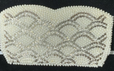 Mid Century Costume Pearl Beaded Clutch in Box