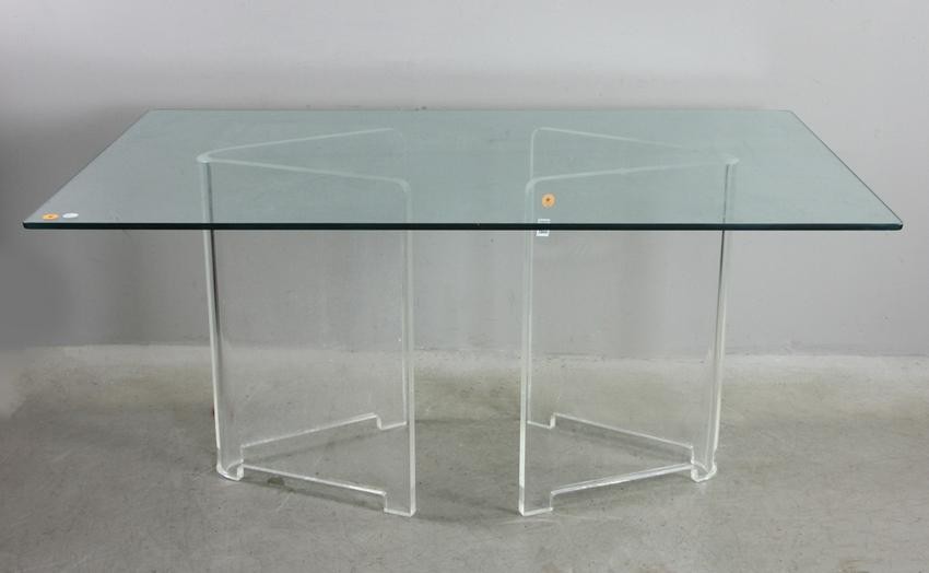 Mid Century Lucite and Glass Dining Table