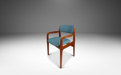 Mid-Century Modern Arm / Desk Chair in Solid Teak & New Upholstery by Benny Linden Thailand c.