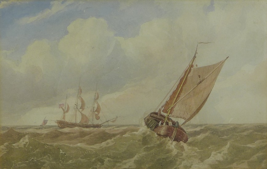 Miles Edmund Cotman (British, 1810-1858): 'Boats in a swell'...