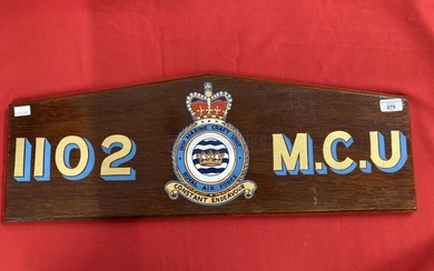 Militaria: RAF 1102 Marine Craft Unit sign. 28ins. x...