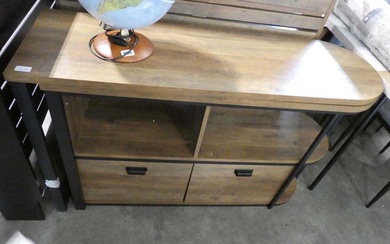 Modern hardwood finish buffet counter with 2 deep drawersCondition Report...