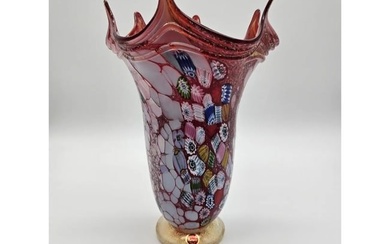 Murano Italian Art Glass Sculpture Vase Signed