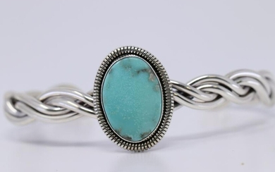 Native American Navajo Sterling Silver Turquoise Cuff