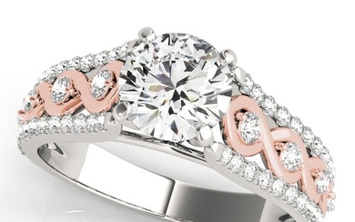 Natural 1.38 CTW Diamond Engagement Ring SET 14K Two Tone Gold