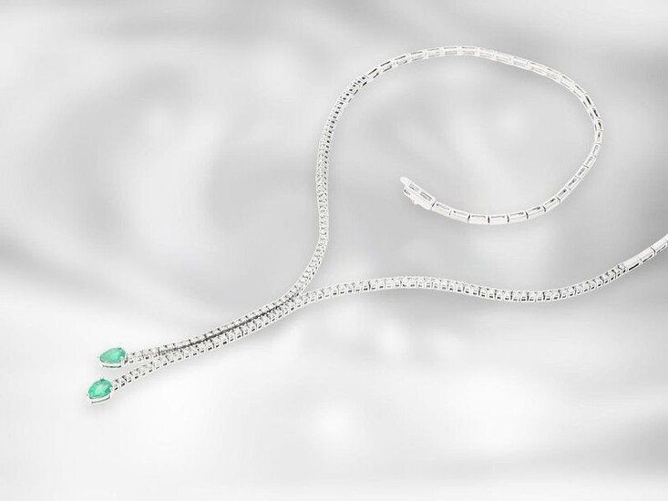 Necklace: white gold, fine and high quality emerald/brilliant...