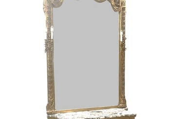 Neoclassical Italian Hand Carved Marble Top Console with Mirror