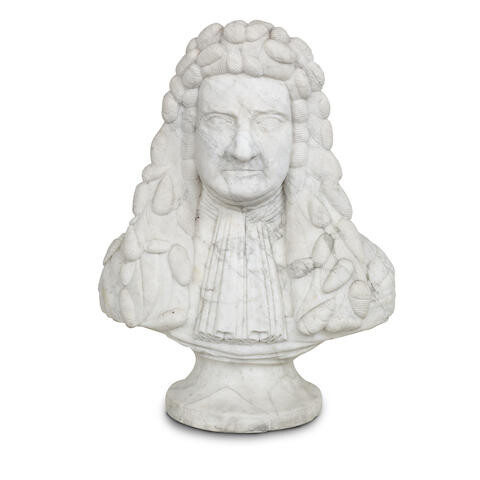 Of Scottish interest: A carved white marble portrait bust of a gentleman, by repute once believed to depict Sir John Turing, 1st Baronet of Foveran (c1595-1662)
